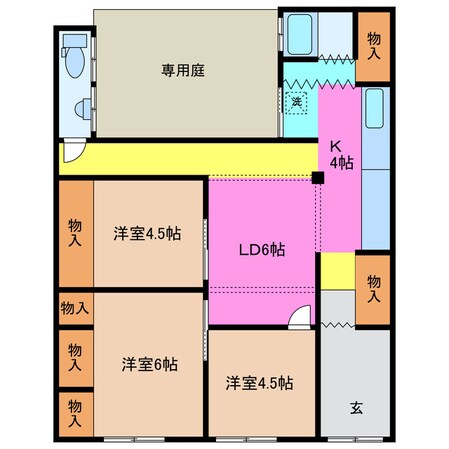 富田駅 徒歩15分 1階の物件間取画像